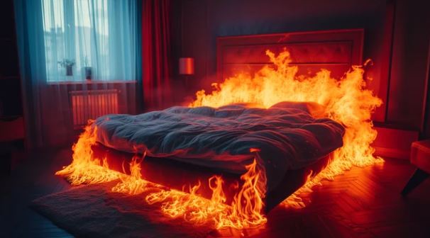 electric blanket on fire